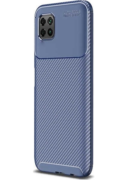 Oppo Reno 4 Lite Kılıf Negro Karbon Silikon + Nano Glass Lacivert