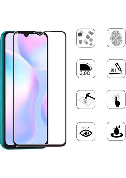 Xiaomi Redmi 9A Full Kapatan Renkli Tam Koruma Siyah