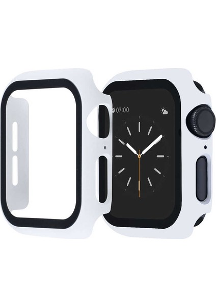 Apple Watch Se 44 mm Ekran Koruyucu Full Glue Gard Renkli Beyaz