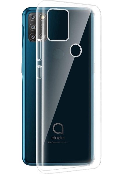 Alcatel 3x 2020 Kılıf Süper Şeffaf Arka Koruma Silikon + Nano Glass Renksiz