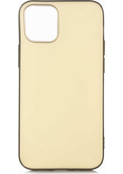 Apple iPhone 12 Mini Kılıf Premier Mat Silikon Esnek Koruma + Nano Glass Gold