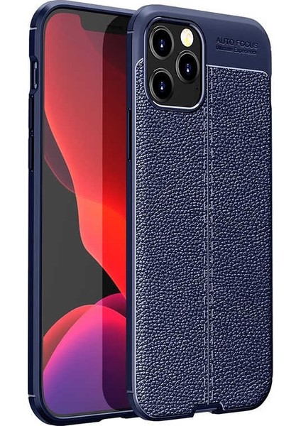 Apple iPhone 12 Pro Kılıf Niss Silikon Deri Görünümlü + Nano Glass Lacivert