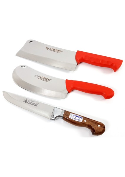 Satır Soğan Pide Kesici & Mutfak Kasap Bıçağı 3'lü Set