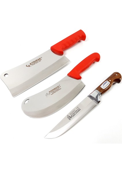 Satır Soğan Pide Kesici & Mutfak Kasap Bıçağı 3'lü Set
