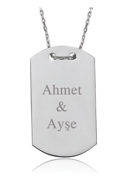 Gümüş Isimli Asker Künyesi Kadın Kolye