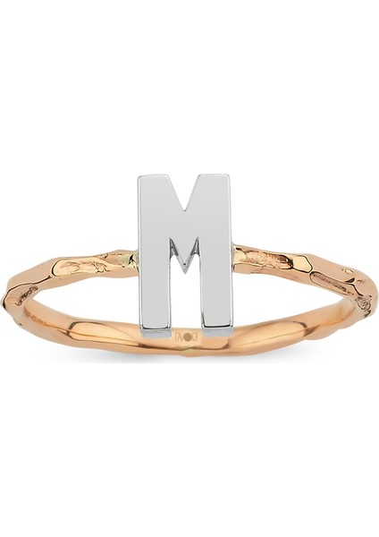 Favori Kadın Harf Rose Beyaz Altın Yüzük