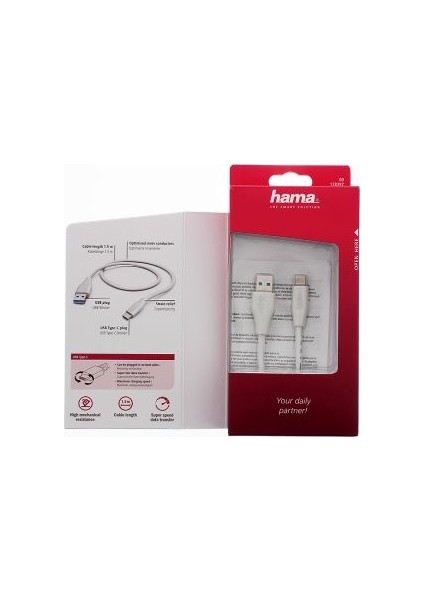 178397 1.5m USB-C - USB A Şarj/Data Kablosu – Beyaz