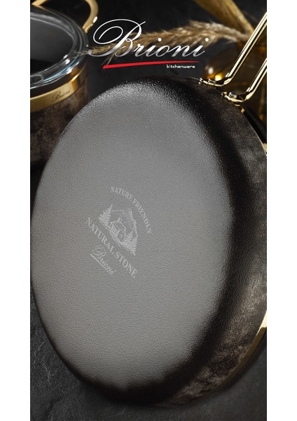 Royal Stone 9 Parça Kum Taşı&altın Taş Granit Tencere Seti