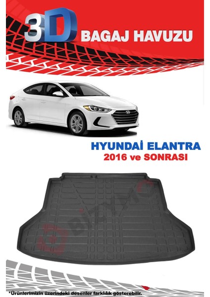 Hyundaı Elentra Sedan 3D Bagaj Havuzu Siyah 2016 ve Sonrası