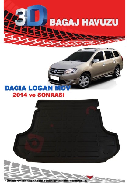 Dacia Logan Mcv Sw 3D Bagaj Havuzu Siyah 2014 ve Sonrası