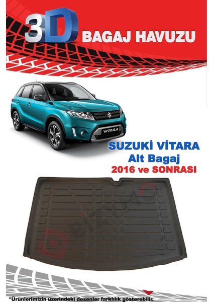 Suzuki Vitara Suv 3D Bagaj Havuzu Alt 2016 ve Sonrası Siyah