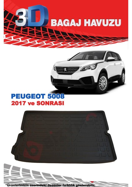 Peugeot 5008 Suv 2017 ve Sonrası 3D Bagaj Havuzu