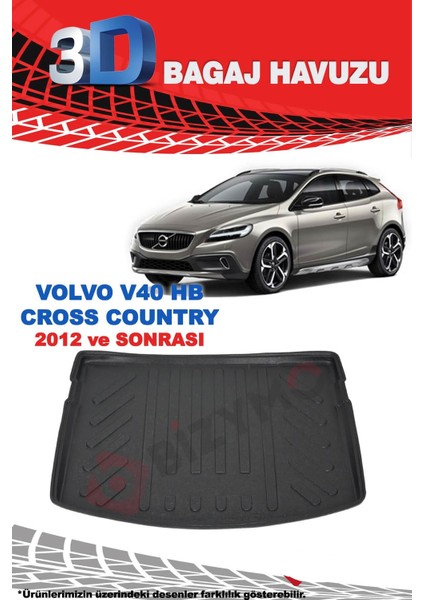 Volvo V 40 Hb Cross Country 3D Bagaj Havuzu Siyah 2012 ve Sonrası