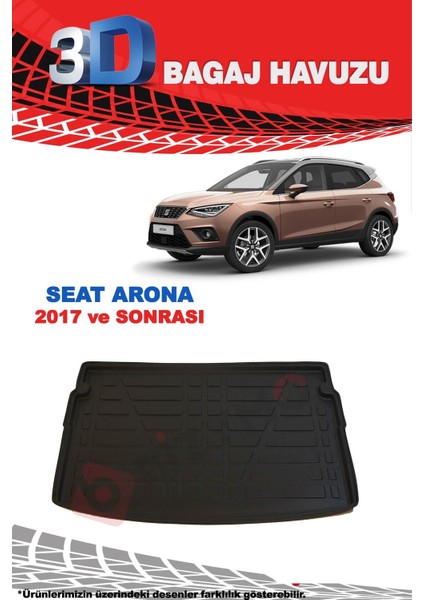 Seat Arona Suv 2017 ve Sonrası 3D Bagaj Havuzu