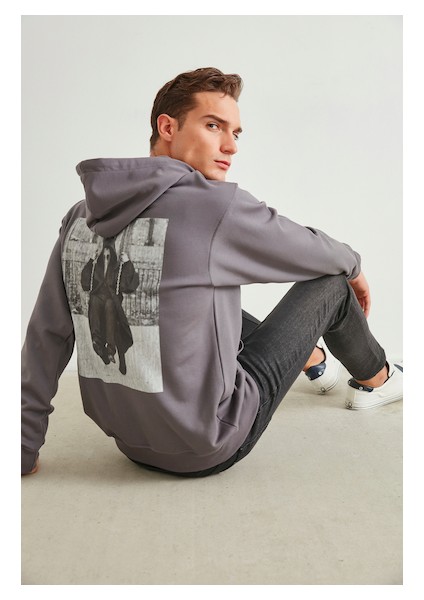 Baskılı Kapüşonlu Sweatshirt Plague Doctor