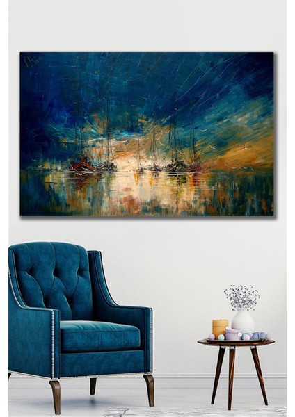70 x 100 cm Yağlı Boya Görünümlü Deniz Savaşları Kanvas Tablo