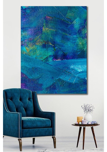 90x130 Yağlı Boya Görünümlü Blue Kanvas Tablo
