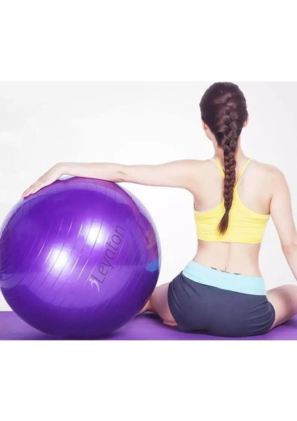 Pilates Topu Kalın Büyük Boy Pilates Topu Mor Renk+Pompa