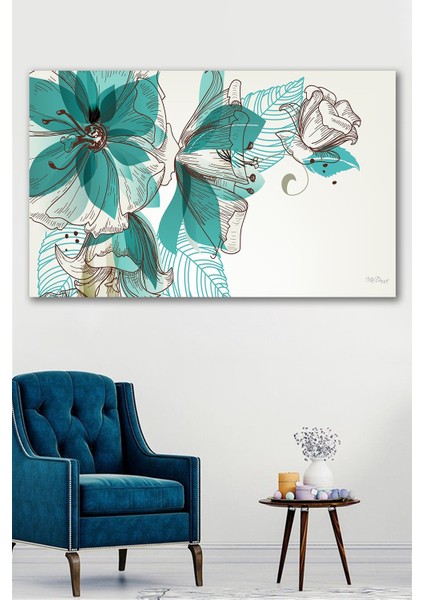 50X70 Minimal Çiçek Kanvas Duvar Tablo
