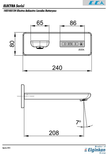 Eca Electra Ankastre Lavabo Bataryası 102105124