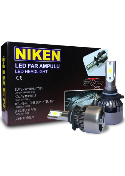 Evo Serisi Led Xenon Far Ampulu H7 / H4 / H11 / H1 / H10 / 9005 / 9006 / H15 + T10 Ampul