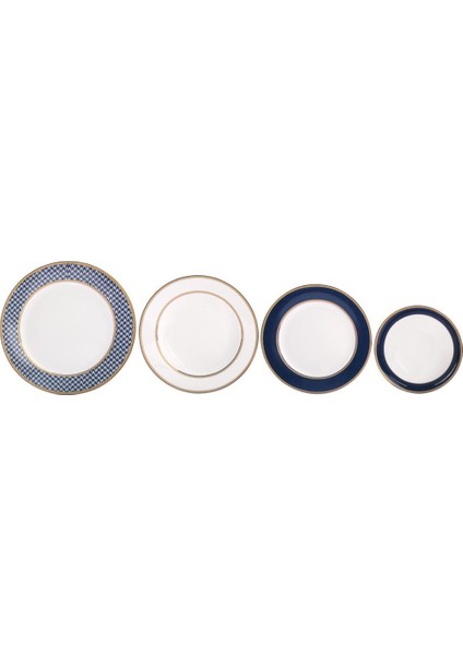 Mavi Şerit 6 Kişilik 24 Parça Yemek Takımı