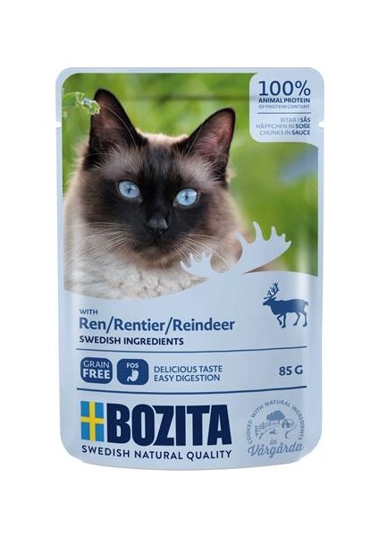 Pouch Ren Geyiği Etli Tahılsız Yetişkin Kedi Konservesi 85 gr