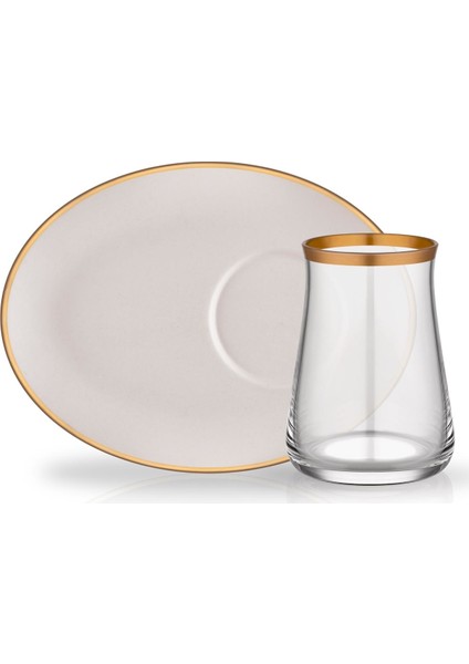 Soft Beyaz Geniş Tabaklı 6 Kişilik Çay Set