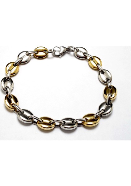 Gemici Model Sarı Beyaz Çelik Erkek Bileklik