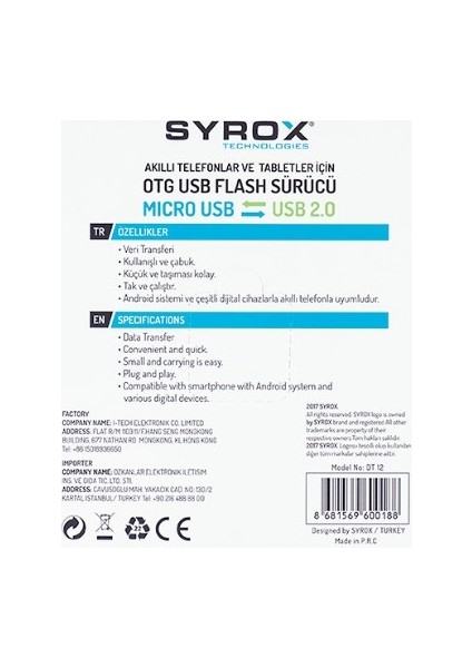 USB Den Micro Dönüştürücü / Otg SYX-DT12 modelleri