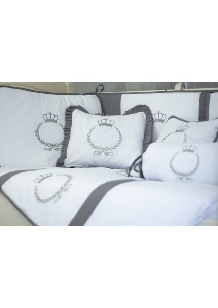 Bebek Uyku Seti Nevresim Takımı 60x120 Crown Gri modelleri