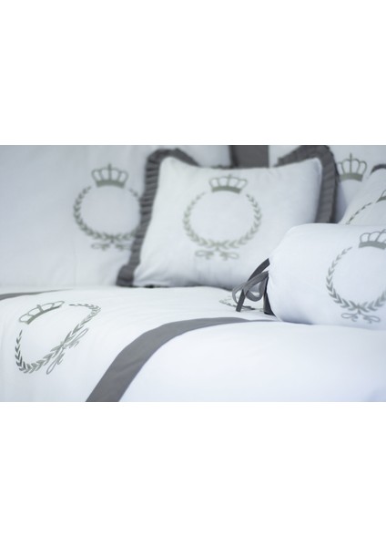 Bebek Uyku Seti Nevresim Takımı 60x120 Crown Gri fırsatları