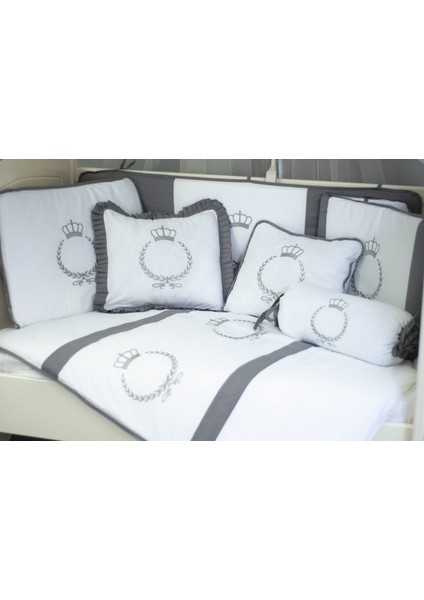 Bebek Uyku Seti Nevresim Takımı 60x120 Crown Gri fiyatları