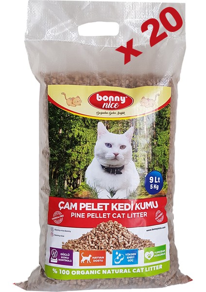 Doğal Çam Peleti Kedi Kumu 5 Kg 10 Lt x 20 Paket