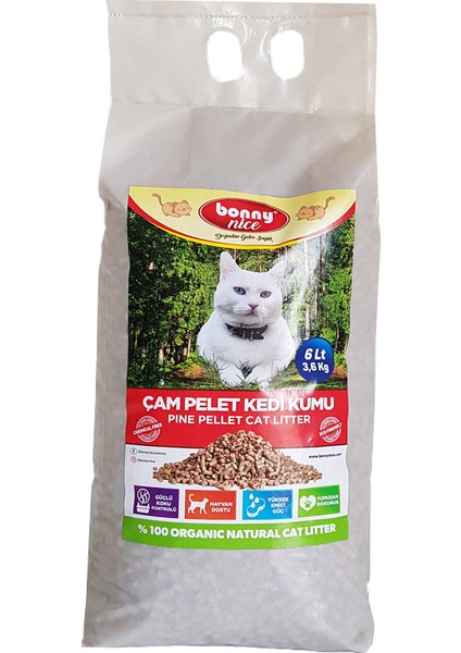 Doğal Kedi Kumu Çam Pellet 3.6 kg 7 lt x 3 Paket