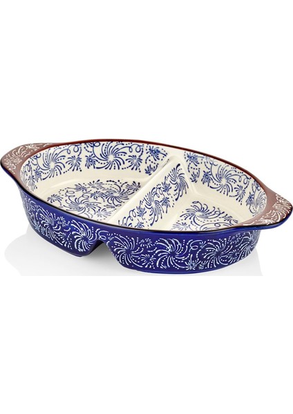 Camilla Oval 2 Bölmeli Fırın Kabı Mavi 30X18CM
