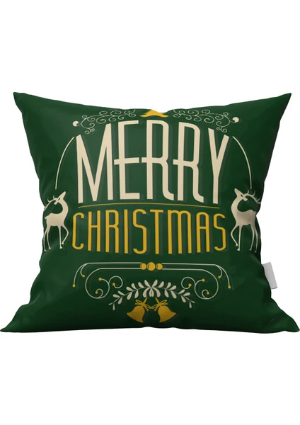 Marte Home Yılbaşı Çift Taraflı Merry Christmas Yeşil Kırlent Kılıfı