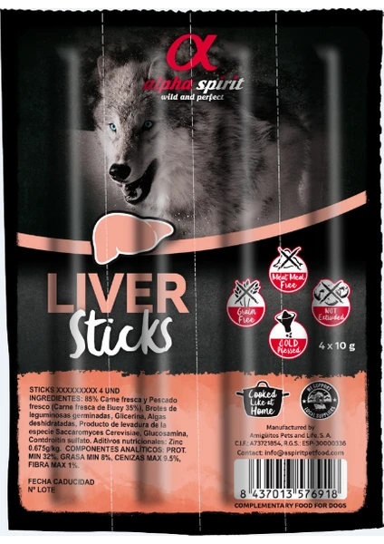 Alpha Spirit Ciğerli Sticks Köpek Ödül Maması 4 x 10 gr