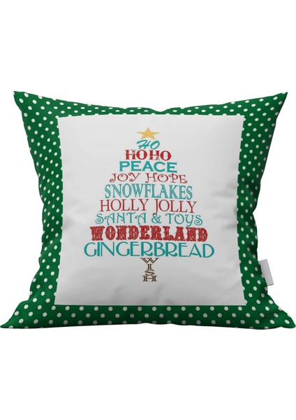 Yılbaşı Tek Taraflı Çizgili Dekoratif Kırlent Kılıfı