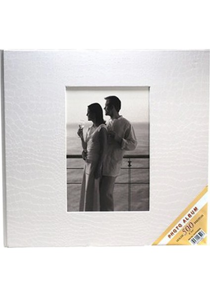 10X15 500 Lük Deri Fotoğraf Albümü Beyaz