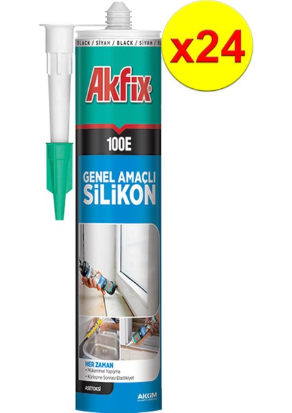 100E Genel Amaçlı Şeffaf Silikon 280 ml 24'lü
