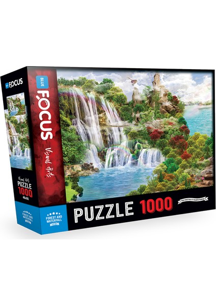 Blue Focus 1000 Parça Puzzle - Forest And Waterfall