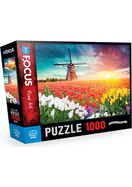 Blue Focus 1000 Parça Puzzle - Tulıps And Wındmıll