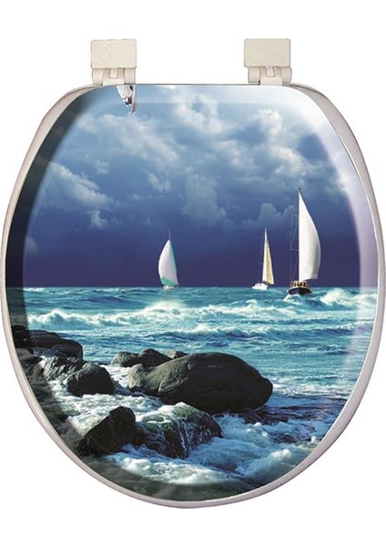 Jumbo Desenli Yumuşak Klozet Kapağı Beyaz