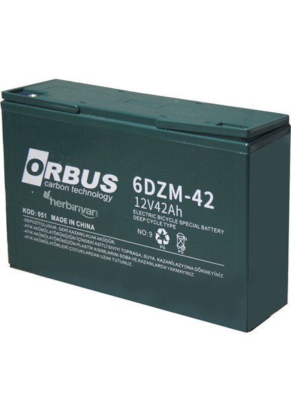 12 V 42AH Elektrikli Bisiklet Karbon Jel Akü
