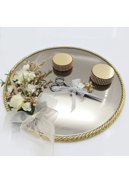 Söz Nişan Tepsisi ve Damat Kahve Fincan Tepsisi TAKIMI ALTIN 54416