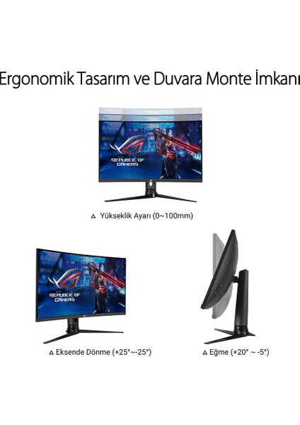 ROG Strix XG32VC 31.5" 170Hz 1ms (HDMI+Display+Type-C) FreeSync QHD Curved LED Monitör