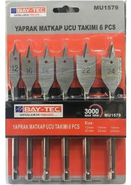 Yaprak Matkap Ucu Takımı 6 Parça 12-16-18-20-22-24