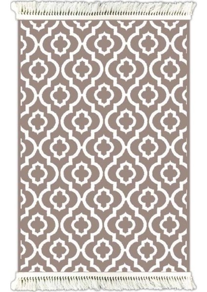 6014 Ikat Desen Sütlü Kahve 80 x 150 cm Kaydırmaz Halı