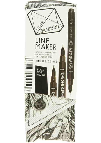 Graphik Line Maker Teknik Çizim ve Grafik Kalemi 3'lü Set Black